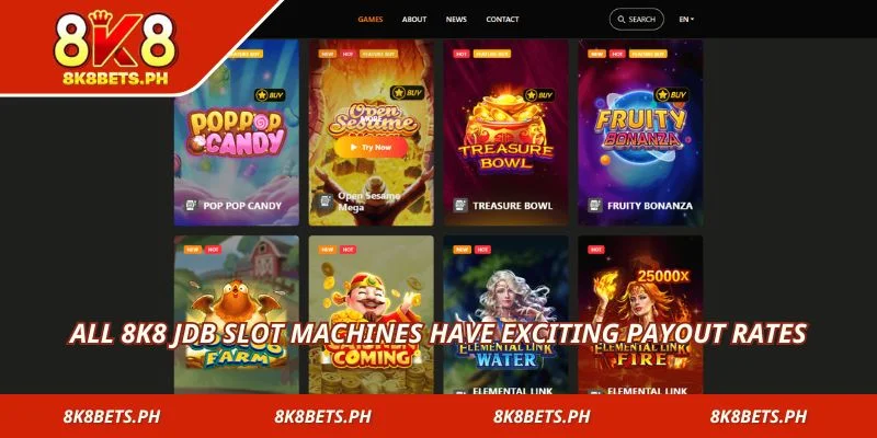 All 8k8 JDB Slot machines have exciting payout rates